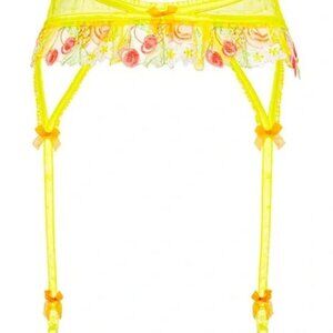 For Love & Lemons Mirabelle Garter Belt NWT Sz Sm Yellow Floral Fruit